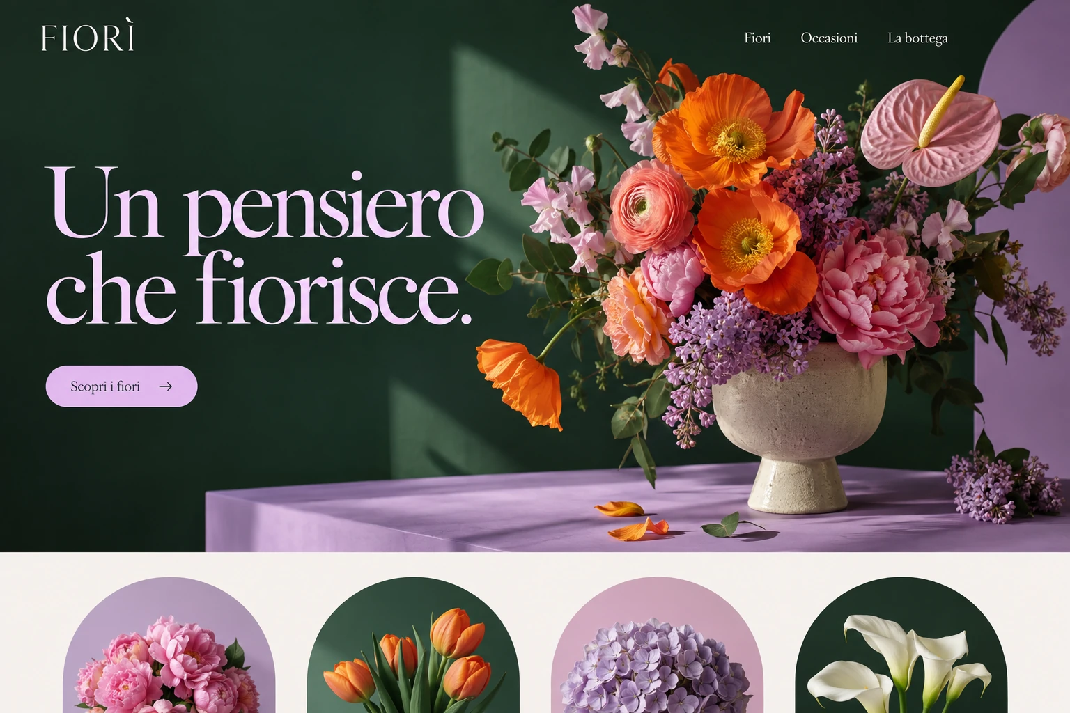 Fiorì: Un pensiero che fiorisce. Anteprima illustrativa per negozio.